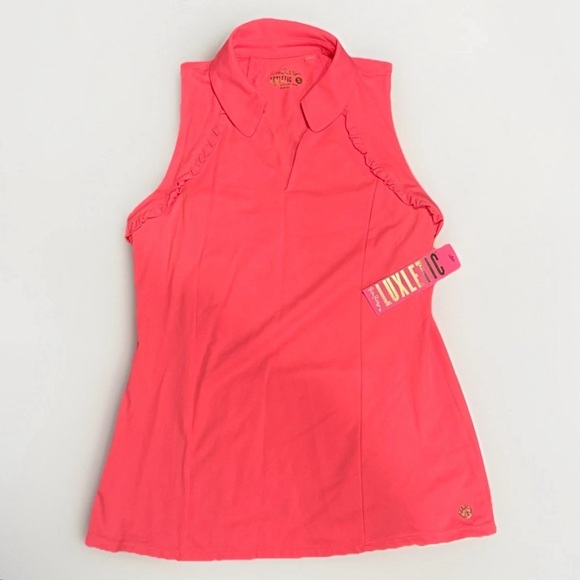 Lilly Pulitzer Tops - Lilly Pulitzer Martina Polo Ruffle Top Coral Spritz Size S NWT Preppy